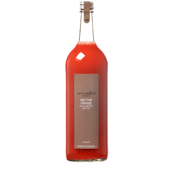Nectar de fraise de chez Alain Milliat en bouteille en verre de 1l