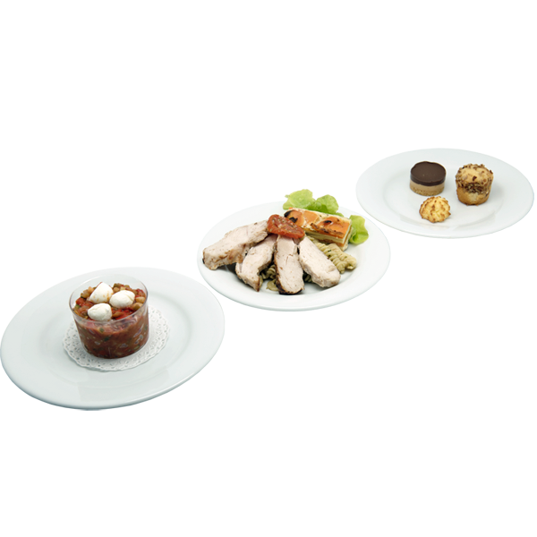 plateau repas Capucine (salade, poulet millefeuille de légumes, trio de dessert) pour vos déjeuners, livraison en entreprise à Tours, 37